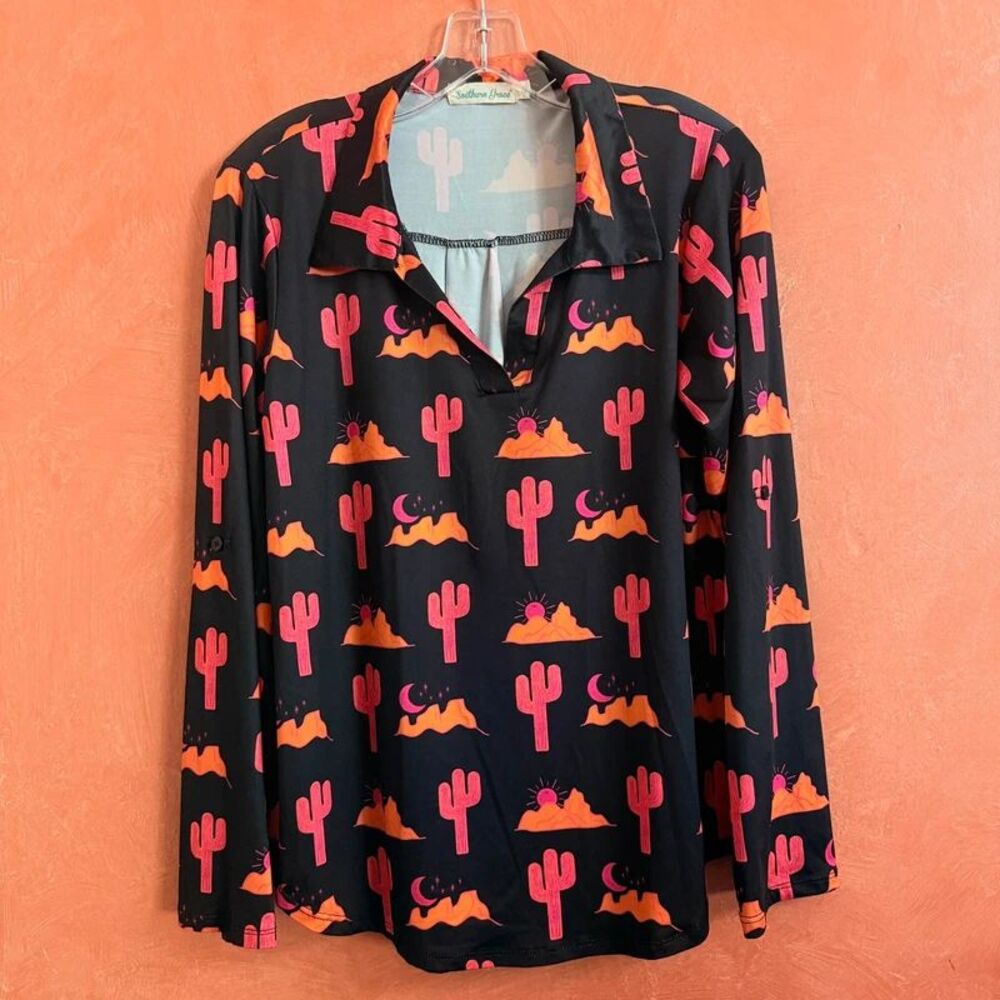 Women’s long sleeve top medium cactus